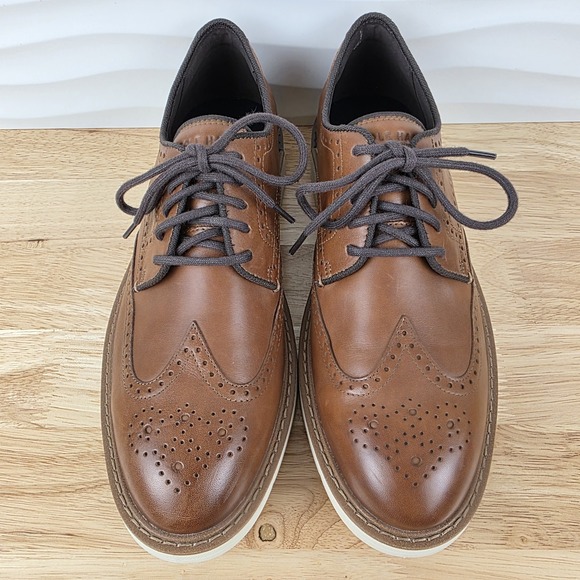 Cole‎ Haan Go-To Wingtip Oxford Shoes Mens 8 M British Tan Leather Brogue C34120 main image 12